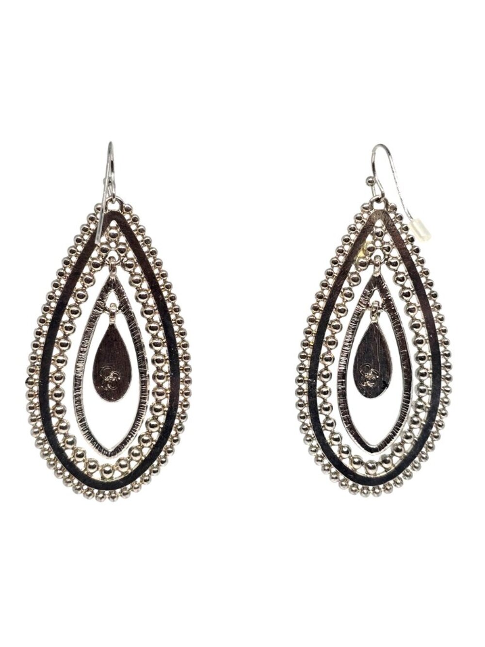 Silver‎ Tone Rhinestone Turquoise Teardrop Dangle Earrings Boho Western Chic - Picture 2 of 4